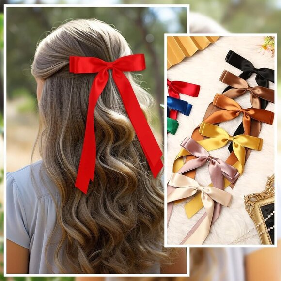 Silky Satin Hair Bows Set 25 pcs Elegant Clips for Women, Multiple Hairstyles